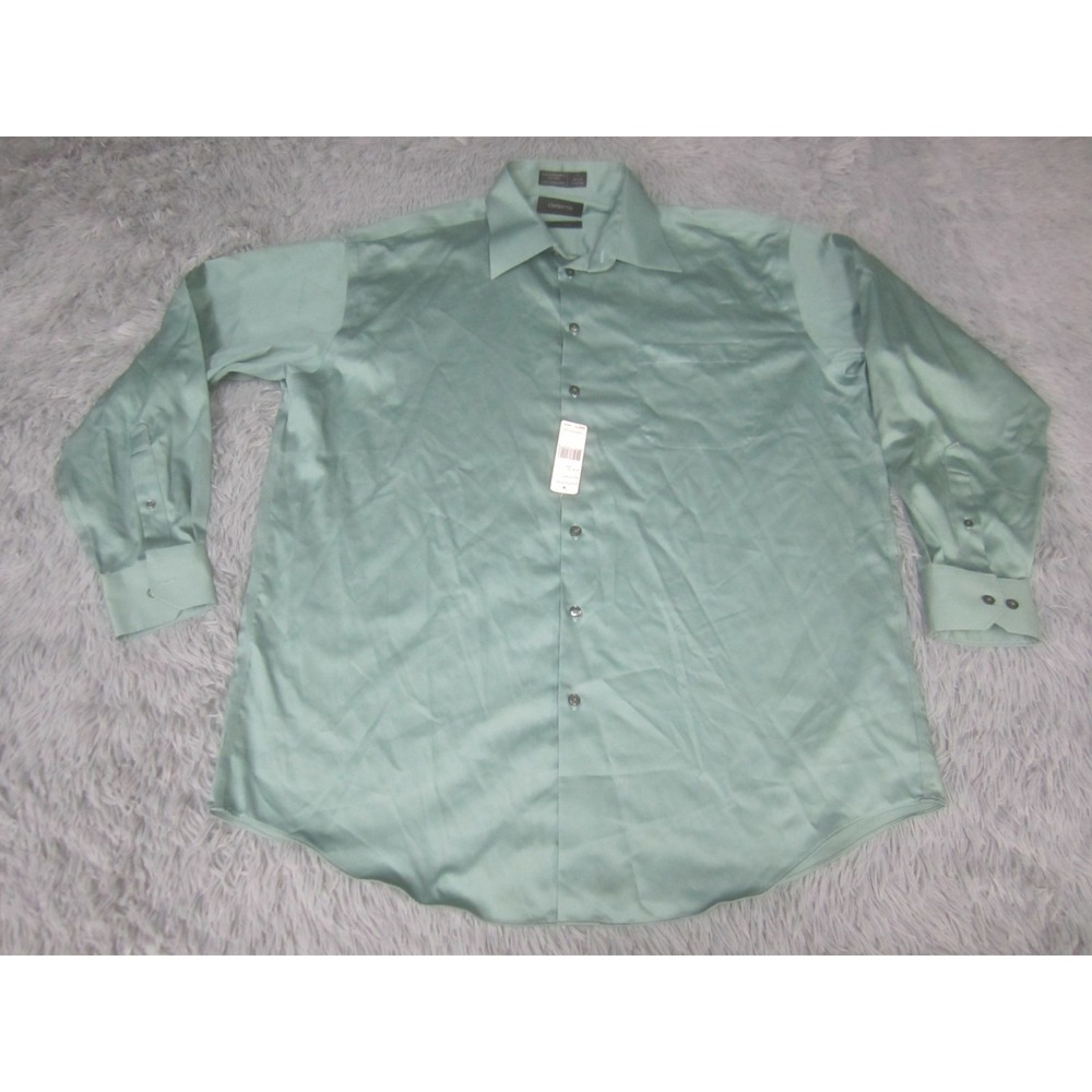Claiborne Shirt Mens 17 34/35 XL Green Button Down Long Sleeve Cotton Casual NWT